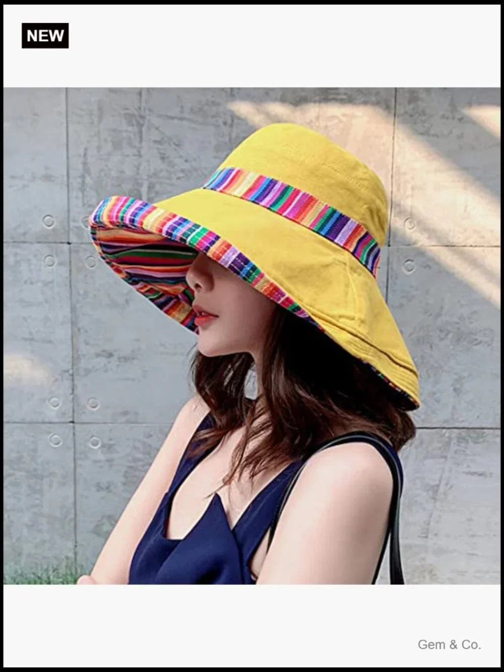 Wide Brim Sun Hat UPF 50+ Wired Edge Adjustable Chin Strap Packable